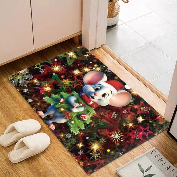 Tappeti kawaii mouse natalizio casa portiere arredamento camera da letto tappetini per le porte del pavimento di natale