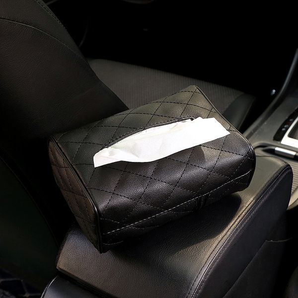 Tajian Car Comsue Box Universal Storage Back Sunvisor Armrest Seat Sack Sanging Leather Tebue Hoper Organizer Организатор бумажный корпус