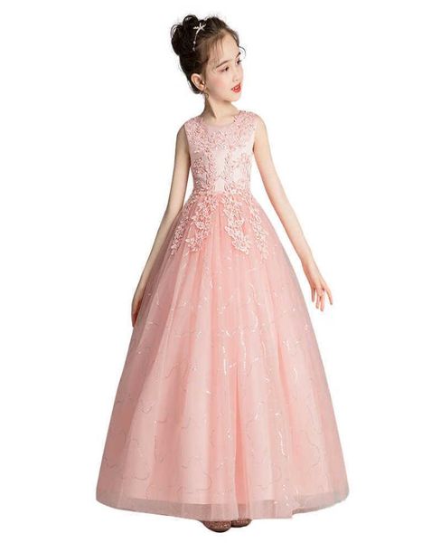 2021 Sommer Brautjungfernkleid Kinderkleider für Mädchen Kinder Langes Prinzessin Kleid Hochzeit Vestidos Girl Party Kleid 4 10 12 Jahre Q3836264