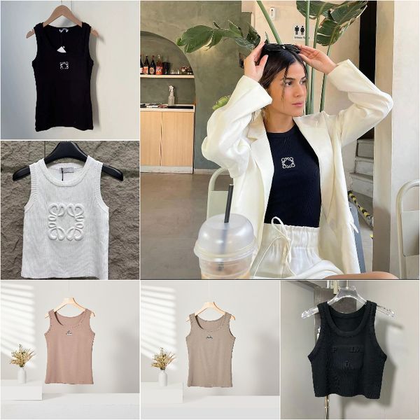 Tank Top Girls için Loewew Top Tasarımcı Kadın Kadın Tasarımcı Tank Moda Tasarımcı Pamuk Kadın Elmas Letters Tişört Siyah Tank Top Mahsul Üst Boyut M X XL Genç Yu