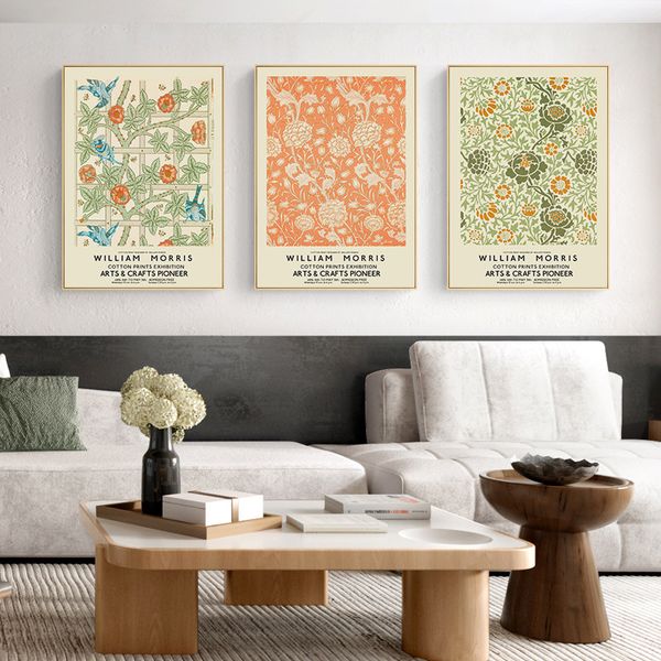 William Morris Blätterblumenpflanze Wandkunst Leinwand Maler Galerie Nordische Plakate und Drucke Bilder für Wohnzimmer Dekoration