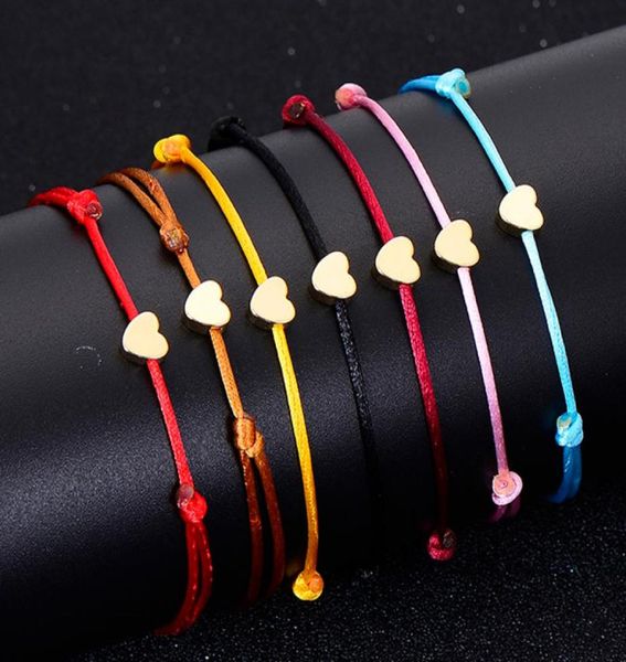 20pcslot Gold Lovely Heart Bracelets Rode Lucky Red Bracelet for Women Red String Red Bracelete artesanal ajustável Diy7815347