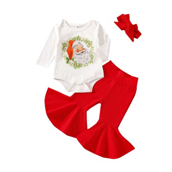 Hosen Mababy 024m Weihnachtsmädchen Kleidung Set Säugling Kleinkind Neugeborene Santa Print Strampler Babyhosen Outfits Weihnachtskostüme D01