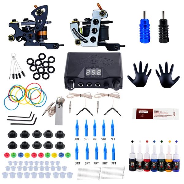 FORNITURE TATTOO COMPLETO KIT BOBINA TATTOO HINE SET TATUOO AGUI DI ALIMENTAZIONE DEL TATTORE PROFESSIONE TATTOO HINE FORNITO