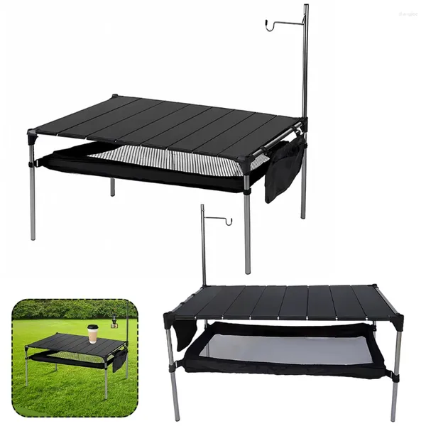 Campmöbel Camping Aluminiumlegierung Tisch Outdoor Compact Folding mit großem Aufbewahrungsorganisator mit ultraleichter Lichtstange tragen
