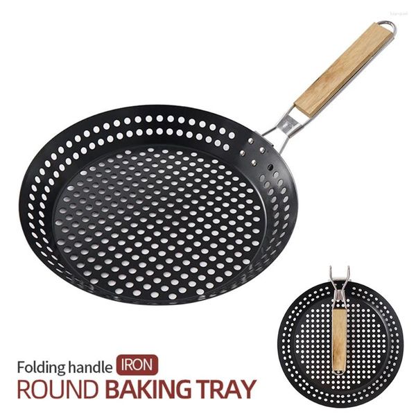 Pans BBQ Frigking Pan PASA Muove a pieghe portatile Rotonda Non Stick Grill Pot Seafroad Cucina Tool Tool Bleabecue