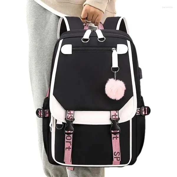 Bolsas de armazenamento GirlsBackpack Laptop Bookbags Backpack College Daypack Outdoor com USB Charge Port 27L School Bag Campus Leisure