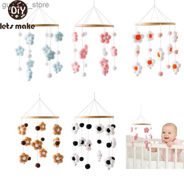 Mobiles# bebê de madeira de madeira de madeira pendente de flores penduradas pendurada cabide de brinquedo de brinquedo de berço para celular Bell Wood Toy Tower Bracket Kid Presente Y240412Y2404176RG0