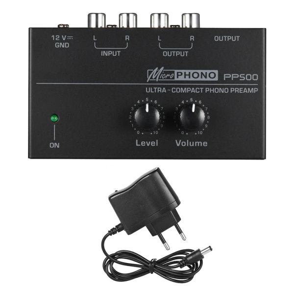 Amplificador phono pré -amplificador pp500 amplificador de áudio pp500 pré -amplificador de pré -amplificador phonep com controle de volume de nível de volume de volume RCA saída de 1/4 