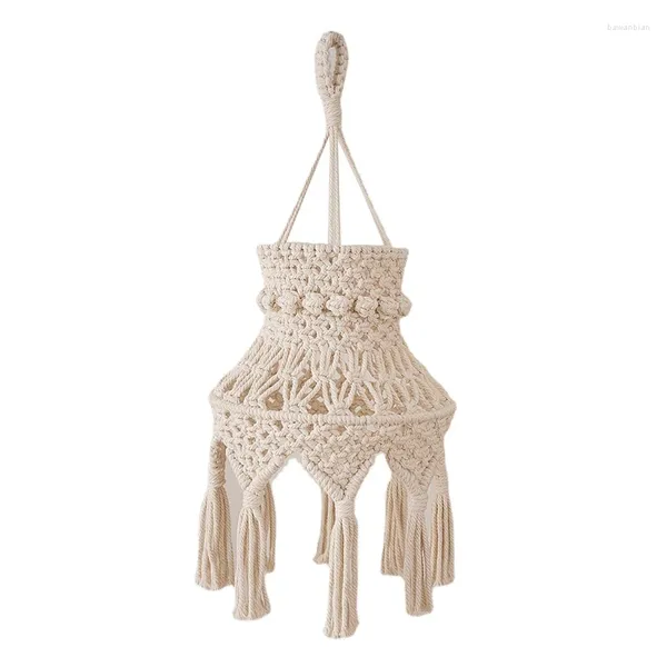 Takestries feita à mão Tecida Macrame Lamp Shade Boho pendurado Lâmpada Cover Light Office Bedroom Sala de estar Berçário Derty Bohemian Home