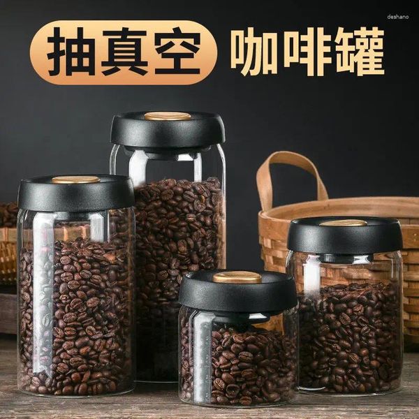 Lagerflaschen Kaffeebohnen Vakuum versiegelter Glas Lebensmittelqualität Drucklufttanks täglicher Notwendigkeiten