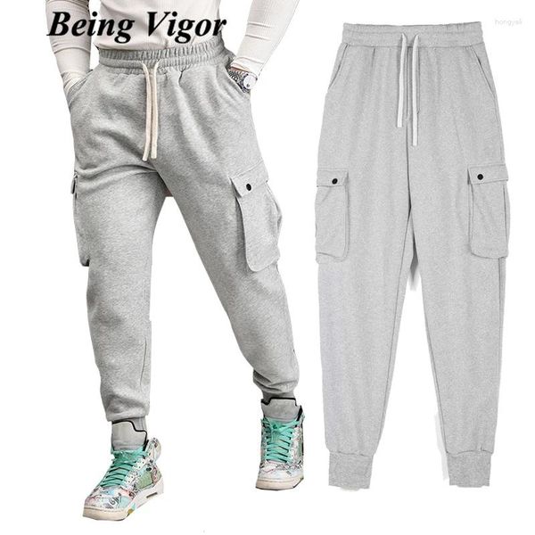 Erkek pantolon canlılık olmak kış kargo katı polieste ter eğlence joggers elastik bel pantolon pantalones hombre