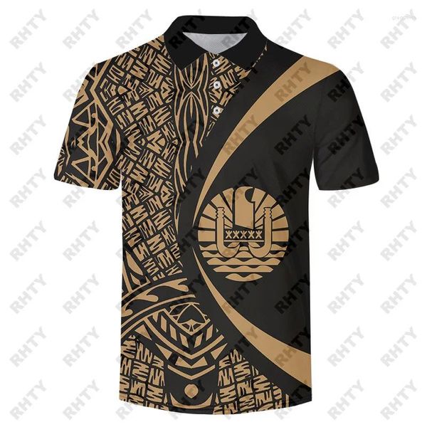 Herren Polos Polynesien Tattoo Personalisierte 3D überall über bedruckte Herren -Polo -Shirt Sommer Kurzarm Street Casual Dropship