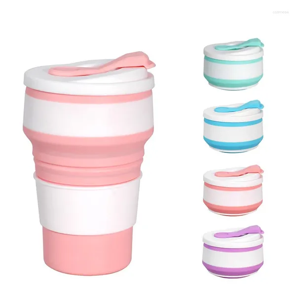 Cups Saucers zusammenklappbare Kaffeetasse 2 Pack tragbare faltbare Reisebecher 350 ml langlebig und wiederverwendbares Camping -Silikon -Pocke