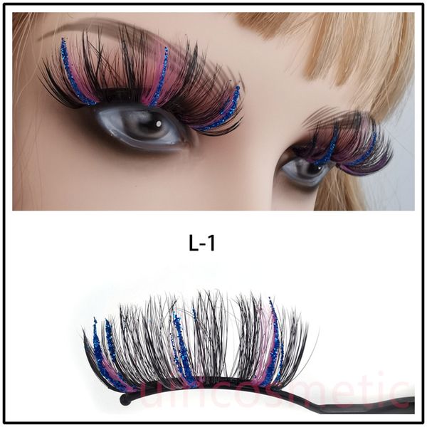 Feito à mão 5D Glitter Colored Lashes 25mm 3d Cílios de visita de atacado Extensão de cílios naturais compõem os cílios falsos