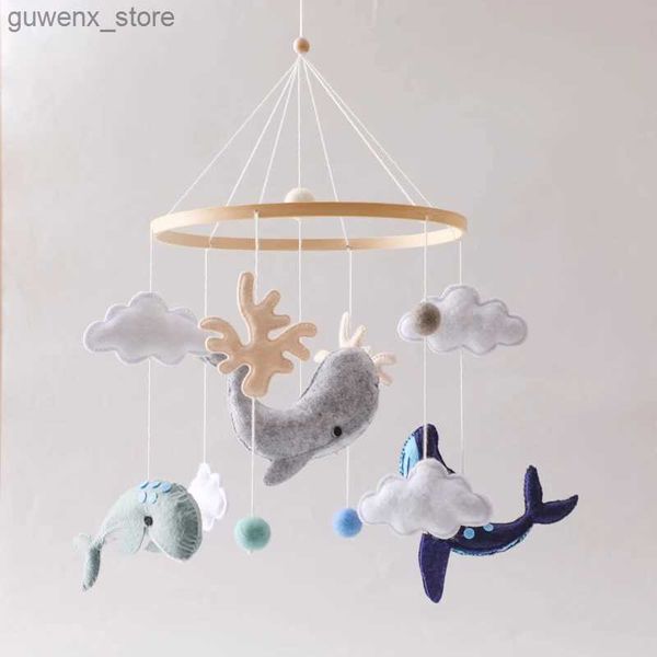 Mobiles# Baby Rattle Toy Toy Soft Felt Ocean Wooden Mobile na cama Caixa de música recém -nascida Cama Bell pendurada Brinquedos Suporte Brinquedos Infantis Y240412