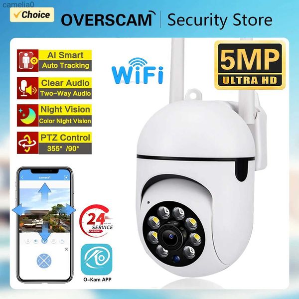 Telecamere IP 5MP Mini PTZ Videocamera wireless per videocamera wireless per videocamera per la visione notturna del monitoraggio automatico CCTV Wifi Sicuro Baby Monitor Camerac240412