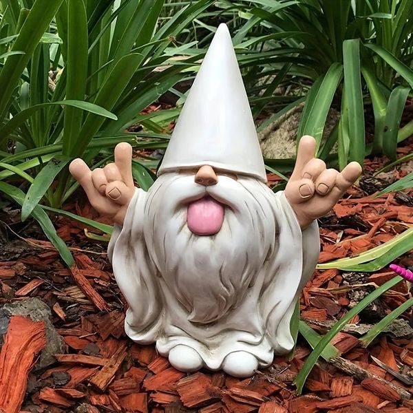 1pc Rocker Gnome Garden Statue Rock Your Fairy and Gnomes Outdoor Statue Decor 240412