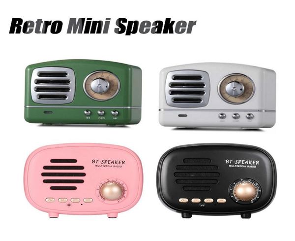 Retro Mini Tragbarer Bluetooth -Lautsprecher Subwoofer Heavy Bass Multimedia Radio U Disk TF FM Hände für iPhone 11 Samsung Huawei5485265