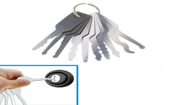 10pcs Jiggler Keys Lock -Pick -Set für doppelseitige Sperre Pick -Tools Autoschlösser Öffnungswerkzeug Kit Auto Schlosser Tool8341428