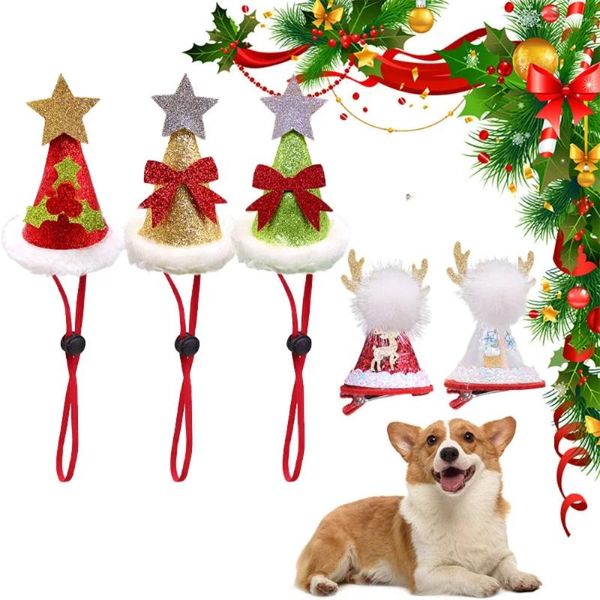 Abbigliamento per cani Cappello per nodo a prua divertente forma alce Dacron pet per capelli clip decorazione del fiocco di neve gatto e capofamiglia natale