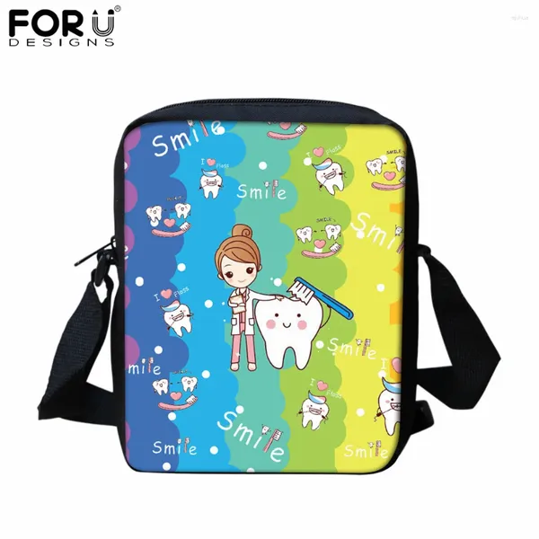 Bolsas de ombro Forudesigns Cartoon Dentista Dentista Crossbody for Women Brand Designer Fashion Canvas Bag Sac A Main