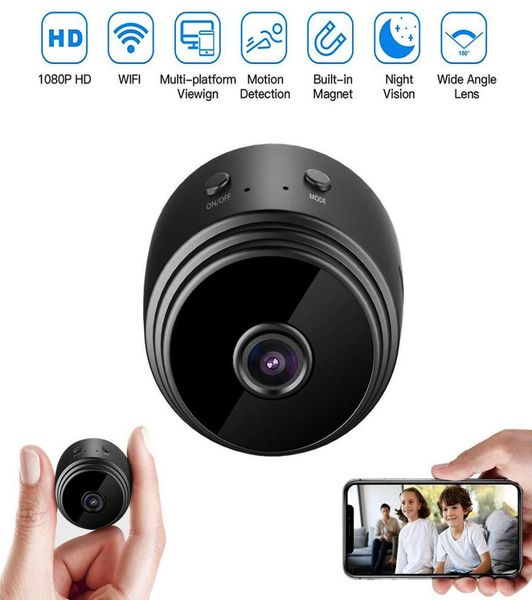Mini Wi -Fi IP Camera 1080p HD Night Vision Обнаружение движения для домашнего автомобиля в помещении на открытом воздухе Camerailance Camera6719804