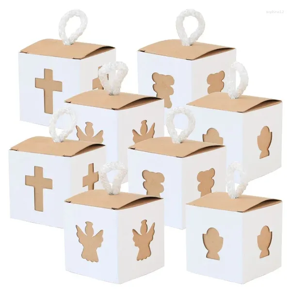 Geschenkverpackung 50pcs kreativer Retro Kraft Paper Square Box Candy Verpackung Bear Angel Holy Grail Cross Style Party Supplies