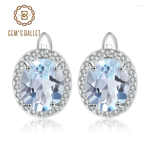 Orecchini per borchie Gem's Ballet Natural Sky Blue Topaz Gemstone Classic 925 Sterling Silver Fine Jewelry Women Wedding