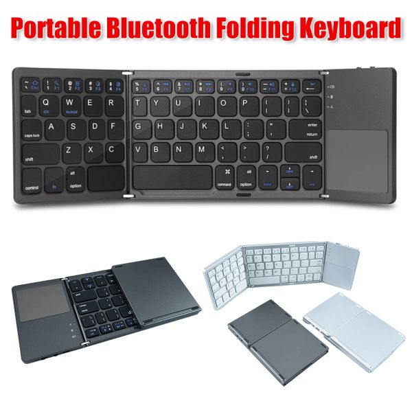 Teclados B033 Mini -Teclado dobrável com teclado touchpad Bluetooth teclado portátil do teclado sem fio para telefone universal para tablet