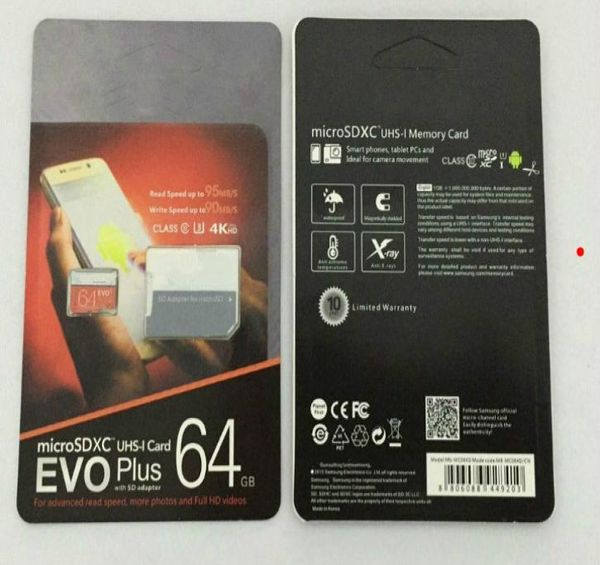 1pcs 32GB64GB128GB256GB EVO Plus Micro SD Card U3Smartphone TF Scheda C10tablet PC SDXC SCHEMA SCHEDI 95MBS5465153
