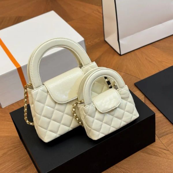 Два размера мини -женщины портативная сумка для плеча милый дизайнерский дизайнерский кошелек с бриллиантовой решеткой из кожа