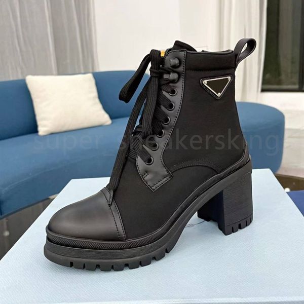 Italien Luxusmarke Women Boots-Stiefel Kalbsleder-Knöchel-Bootdesignerin MS House Striped Boots EU35-41 mit Box