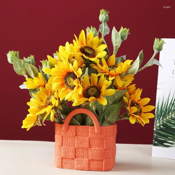 Вазы Моранди Творческая керамическая сумочка ваза простые гидропонные цветочные сосуды свежее девочки орнамент в стиле