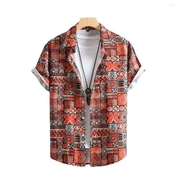 Camicie casual maschile stampe floreali retrò slim fit maniche corta camicia floreale hawaiane uomini feste vacanza spiaggia abbottonatura chimica xxl