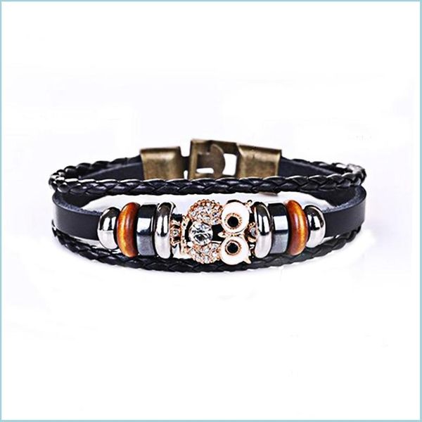 Bracelets de charme coruja coruja tecido genuíno jóias de jóias pseira pardo de presente entrega de gotas dhgarden dhmta