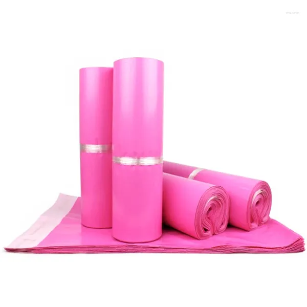 Enrole de presente 100 peças/lote rosa expresso bolsa de envelope de envelope auto-adesivo plástico selado 35x45cm