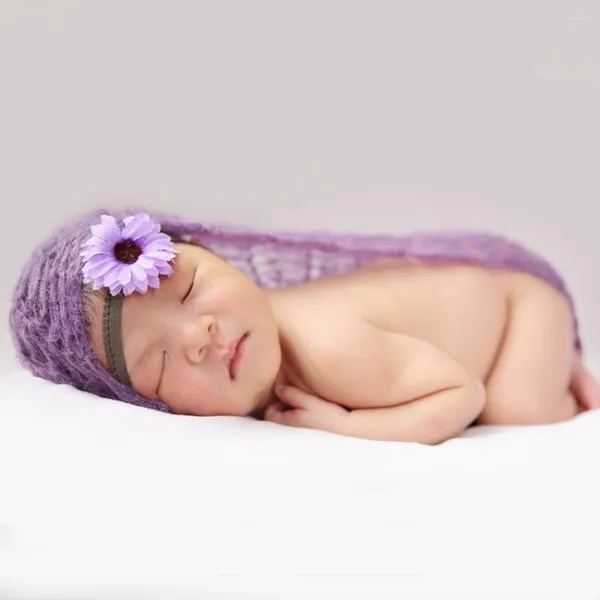 Cobertores 2pcs/lote 60x30cm Crochet Mohair Wrap Baby Girl Girl Girl Pogra Blanta de malha de traje infantil Born Aps Po Shoot