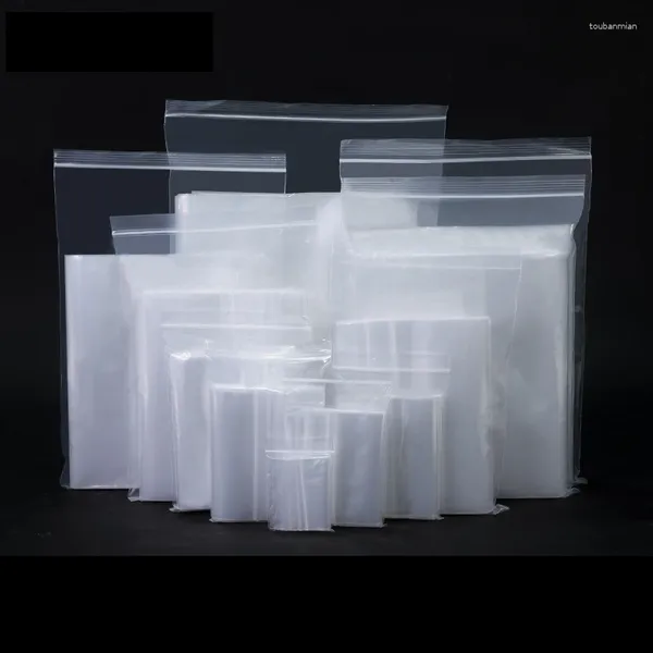 Bolsas de armazenamento espessura média 100pcs/lote 12wire vários tamanhos claros vedação de plástico com zíper de bloqueio de bloqueio