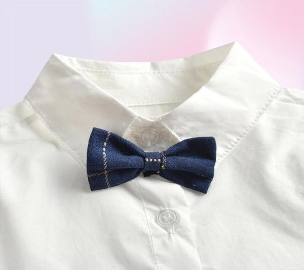 Комплекты одежды для детского мальчика джентльменская одежда набор осеннего хлопкового костюма для детей белая рубашка с брюками для галстуков Формальные рожденные мальчики2120464