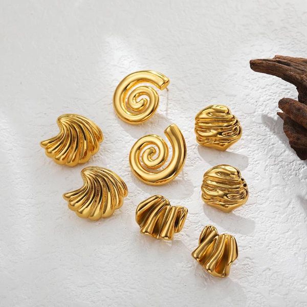 Orecchini a cerchio Trendy Gold Guscio placcato Spirale Spirale Spirale Creative Geometric Gioielli in acciaio inossidabile Regali di gioielli