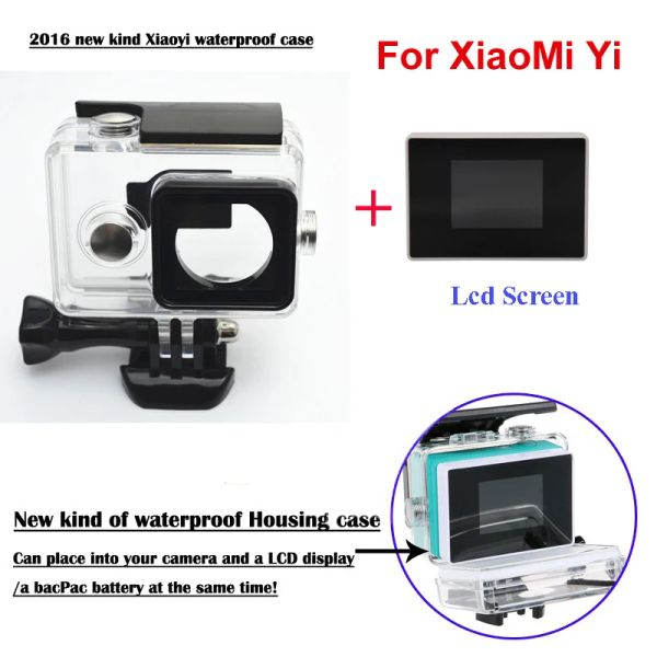 Peças Xiaomi Yi Câmera Protetor Externo Caixa impermeável+1,38 polegada Color TFT Monitor de exibição LCD para Xiao Yi Conjunto de acessórios