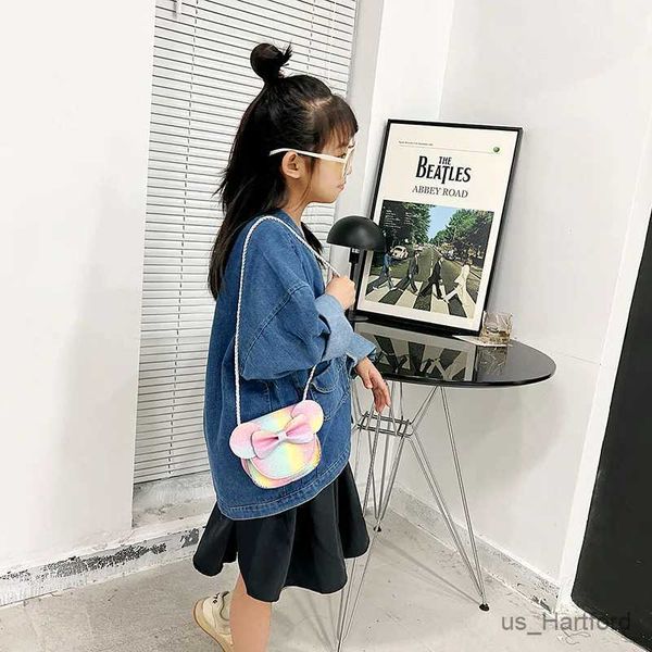 Bolsas Beds Bow Bow Design de garotos fofos Messenger Messenger Bolsa Casual Casual Bolsas de Bolsa de Moedas Rainbow Baby Girls Crossbody Bags