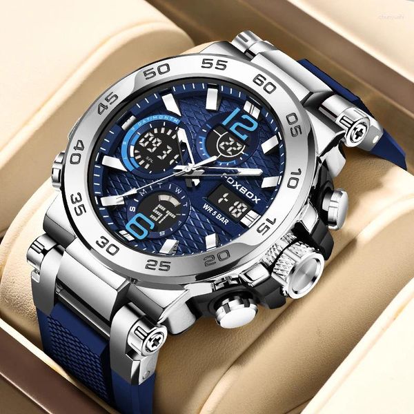 Armbanduhren Lige Uhren für Männer 50 m wasserdichte Uhr Alarm Reloj Hombre LCD Dual Display Armbanduhr Quarz Militär Sportmaschinen Uhr Wache