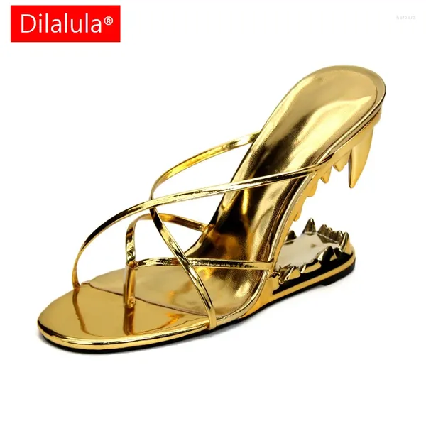 Тапочки Dilalula Fashion Super High Strange Heels молодые женщины ночной клуб каблук мулы сексуальные узкие группы лето