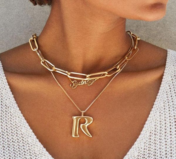 Bohemian Paperclip Chain Women Necklace Rectanglengleg Link Hera Choker Collar inossidabile in acciaio in acciaio Oro Color1 604 Q25255554
