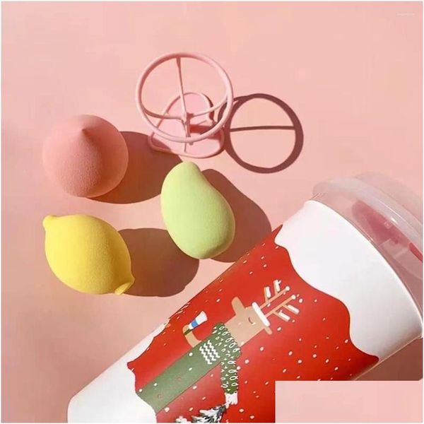 Süngerler Aplikatörler Pamuk Makyaj Mango Noel Güzellik Yumurta Set Set Setin Yastık Limon Şeftali Renk Vakfı Toz Puff Kadınlar Drop d ümit