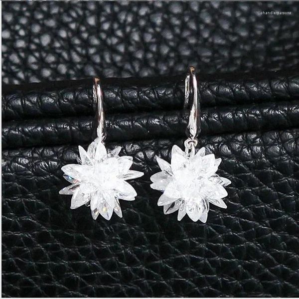 Dangle Ohrringe Europa 925 Silber Lucky Glühen Kristalle von Österreicher mit Charme für Frauen Hochzeit Schmuck