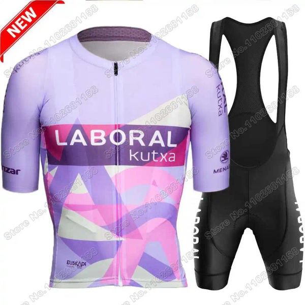 Rennsets Team Laboral Kutxa 2024 Radsporttrikot -Set Men Kleidung Sommer Kurzarm Kit Rading Bike Hemd Anzug Fahrrad Bib Shorts