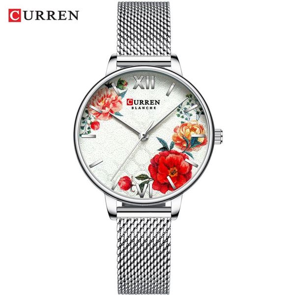 Ladies Uhren Curren New Fashion Design Frauen sehen lässige elegante Frau Quarz Armbanduhren mit Edelstahlarmband213d